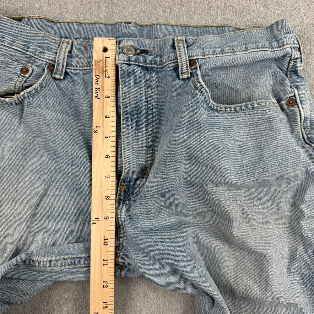 Levis Jeans Mens 36x32 502 Regular Taper Light Wash Blue Stretch Denim